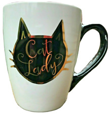 Sheffield Ceramic Cat Mug CAT LADY Jumbo Metallic Gold & Black Mug picture