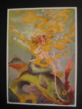 UNUSED 1996 vintage greeting card Pleiades Press BLANK Mermaid Riding Fish picture