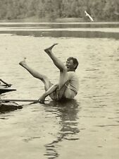 ZG Photograph Man Falling Into Water Feet Above Head 1920-30's picture