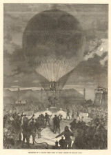 Departure of a balloon from Paris at night. Paris Commune 1870 ILN full page picture