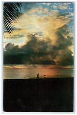 c1960's Sunset Over The Kwajalein Atoll Lagoon US Naval Station Postcard picture