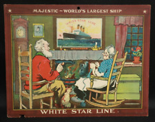 Majestic World's Largest Ship White Star Line Will Owen VTG Advertisement Sign picture