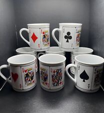 Vintage 1970s Cups Set of 8. Poker Mugs. Royal Flush. Deck of Cards by Jobar. picture