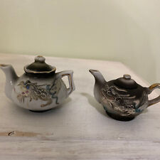 2 Miniature Chinese Asian Tea Pot With Dragons And Lid in Excellent Condition picture