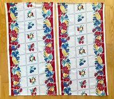 VTG 1950s Set of 2 Cotton Colorful Fruit Kitchen Tea Towels Retro picture