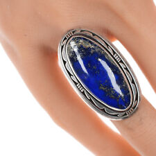 Sz 8 Les Baker (1935-2014) Silver and high pyrite lapis ring picture