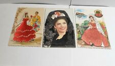  VINTAGE SPANISH SPAIN EMBROIDERY POSTCARD~ LOT of 3 picture