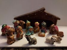 9 VTG Christmas Holiday Handmade S'Coles New York Ceramics Nativity Scene  Barn  picture