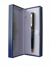 Waterman Exclusive Ballpoint Pen Black Lacquer & Gold Blue Ink New In Bx France picture