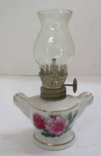 Vintage Miniature Ceramic Oil Lamp Floral Decoration picture