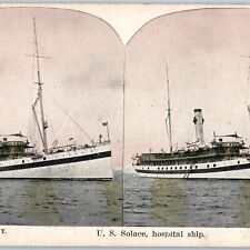 c1910s WWI USS Solace Hospital Boat Steamship Stereoview SS Creole Military V34 picture