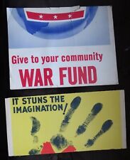 Parts of two old cardboard signs COMMUNITY WAR FUND, It Stuns The Imagination picture