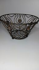 vintage metal wire basket Bronz Color with stones 9in 80's picture