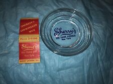 VINTAGE SHERRY’S NYC RESTAURANT ART DECO GLASS ASHTRAY & MATCHBOOK CIRCA 1930. picture