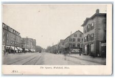 c1900's The Square Trolley Old Corner Drug Store Wakefield MA Antique Postcard picture
