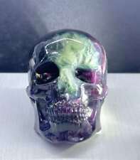 Natural Large colored fluorite skull 💀 quartz crystal Random 1PC picture