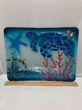 Beautiful Under the Sea handcrafted glass tray plate sea turtle starfish 12 X 9 picture