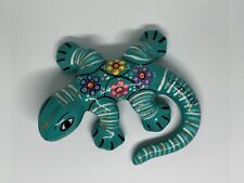 HAND PAINTED SMALL GLAZED CLAY CERAMIC GECKO - MADE IN MEXICO - Ensenada picture