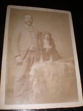 Cdv cabinet old photograph man and dog by Wright at Shrewsbury c1890s picture