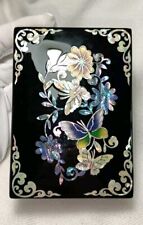 Najeon Mother of Pearl Butterfly Flower Floral Lacquer Jewelry Trinket Box picture
