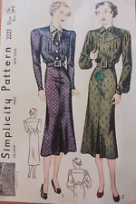 1937  Simplicity Sz 16 Vintage Pattern 2221 Misses Dress picture