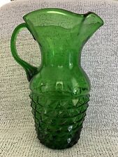 Rossini Empoli Vintage Green Glass Pitcher  Excellent Condition picture