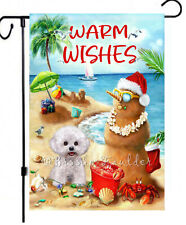 Holiday garden FLAG Bichon painting Christmas decoration cute dog art gift picture