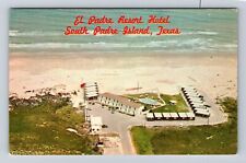 South Padre Island TX-Texas, El Padre Resort Hotel Aerial Vintage Postcard picture