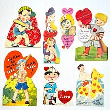 Vintage Valentine Card Lot Sports Boys Football Swimming Baseball Clown picture