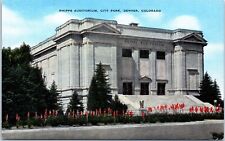 Denver, CO Phipps Auditorium City Park Postcard Linen Unposted picture
