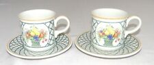 Villeroy & Boch Basket TWO Tea Cups & Saucers - Germany - Mint picture