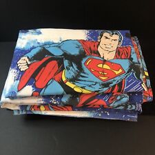 Vtg Superman Twin size bedding ~ Fitted & Flat sheet & one pillowcase ~ 1978 DC picture