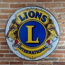 Vintage LIONS CLUB INTERNATIONAL 30” Round Metal Road Sign Service Organization picture