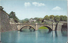 Postcard Japan Imperial Palace Tokyo Nizyubasi Double Bridge Railways ca 1930s picture