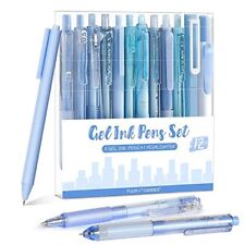  12Pack Pastel Gel Ink Pen Set, 11 Pack Black Ink Pens with 1Pack Blue picture