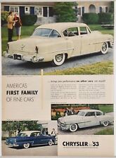 1953 Print Ad Chrysler for '53 New Yorker 4-Door, Deluxe Newport & Windsor Club picture