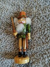 GREEN WHOTE GUARD SWORD NUTCRACKER WOOD HAND PAINTED VTG XMAS TREE ORNAMENT picture