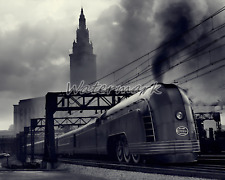 1936 New York Central Mercury Train Pulling Away Cleveland Station 8 X 10 Photo picture