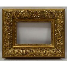 Ca.1850-1900 Old wooden frame decorative with metal leaf Internal: 12.5x8.6 in picture