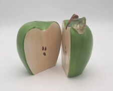 Ceramic Green Apple Halves Salt & Pepper Shakers 3.5”   Goes Together As 1 Apple picture