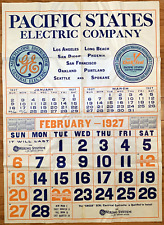 1920s General Electric Calendar Pacific States Company 20  x 27.5  Vintage 1927 picture