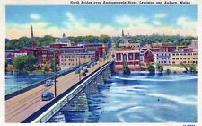 North Bridge over Androscoggin River, Lewiston & Auburn Maine. Unposted Postcard picture