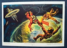 1973 Space Station Rocket Cosmonauts Original Poster Russian Soviet 30x40 Rare picture