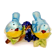 Takahashi Blue Bird Salt and Pepper Shakers Japan Grape Stand Tray picture