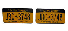 NEW YORK EMPIRE STATE  LICENSE PLATE PAIR - BLUE/GOLD - JBC 3748 picture