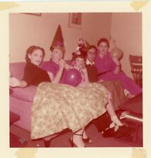 NYE Party 1956 Hats Balloons Hoop Skirt Magenta Color Eastman Kodak Photo picture