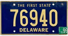 1999 Delaware Passenger License Plate #76940 RIVETED NUMBERS picture