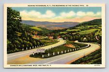 c1936 Linen Postcard Petersburg NY New York Beginning Taconic Trail Highway picture