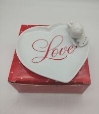 Cupid's Porcelain Heart Love Cupid Avon Valentines Vtg 1984 Trinket Dish  picture