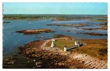 Vintage Air View of Goat Island Light, Cape Porpoise, ME Postcard picture